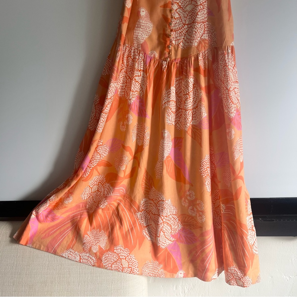 FARM Rio x Anthropologie Linen Blend Strapless Drop-Waist Maxi Dress Size XL - Picture 5 of 16